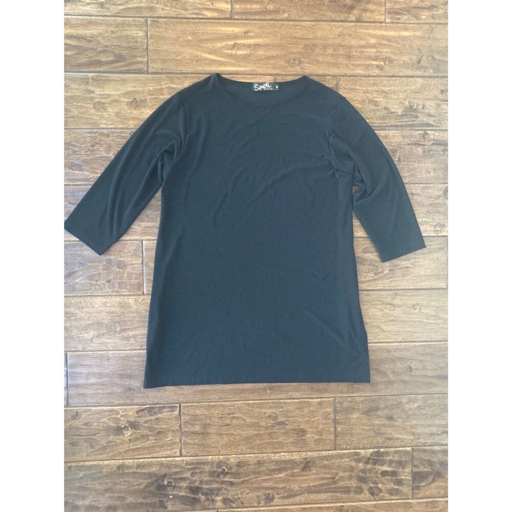 Sympli Womens Nu Ideal 3/4 Sleeve Tunic Top Size 14 Black Canada Lagenlook